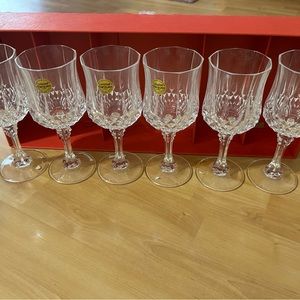 Set of 6 crystal wine glasses - hardly ever used.